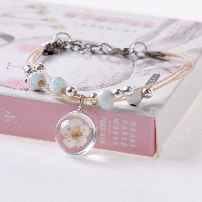 Mori Style Dried Flower Starry Sky Glass Ball Girlfriend Bracelets