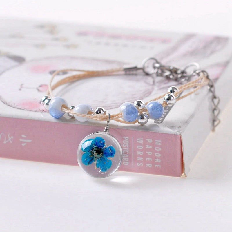 Mori Style Dried Flower Starry Sky Glass Ball Girlfriend Bracelets