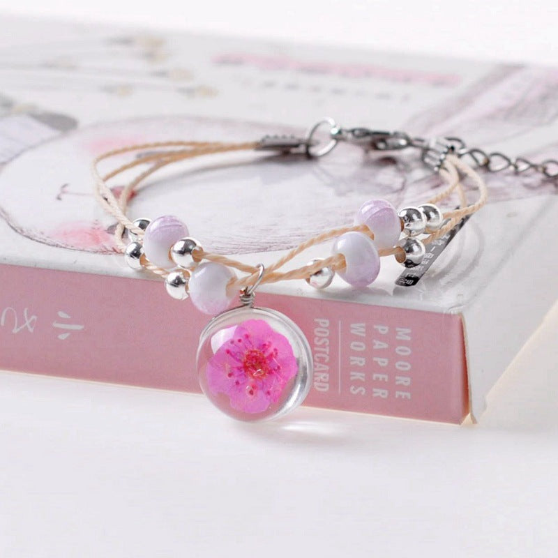 Mori Style Dried Flower Starry Sky Glass Ball Girlfriend Bracelets