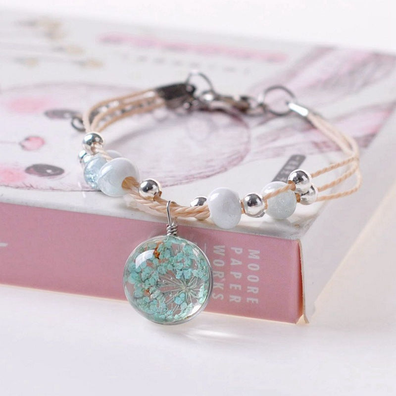 Mori Style Dried Flower Starry Sky Glass Ball Girlfriend Bracelets