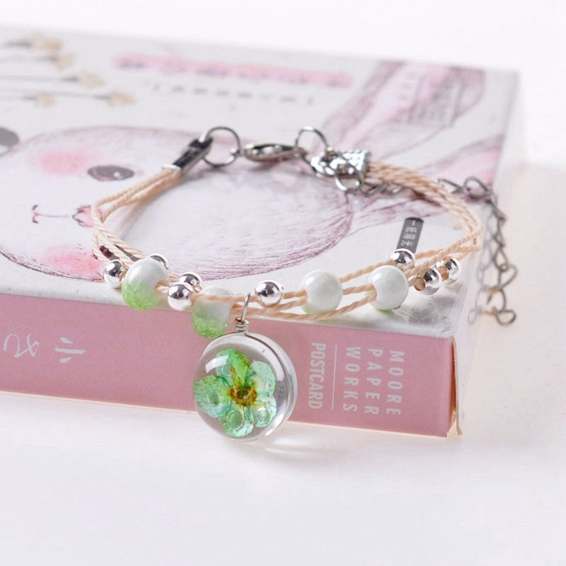 Mori Style Dried Flower Starry Sky Glass Ball Girlfriend Bracelets