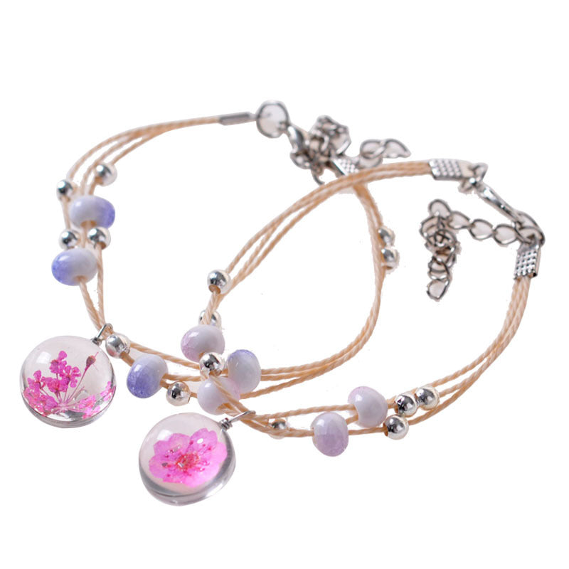 Mori Style Dried Flower Starry Sky Glass Ball Girlfriend Bracelets