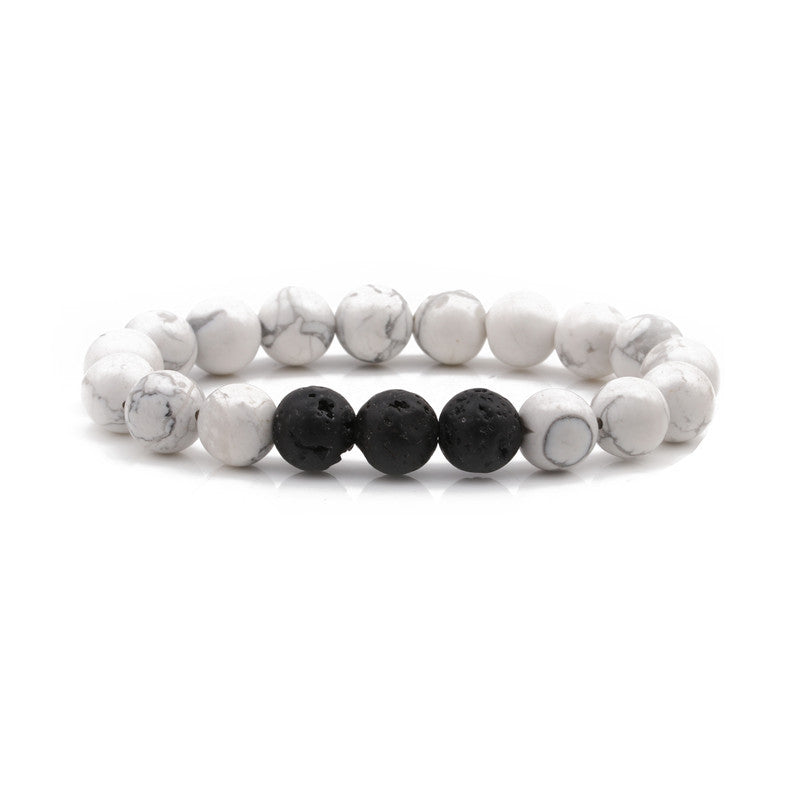 Volcanic Rock White Turquoise Beaded Tiger Bracelet