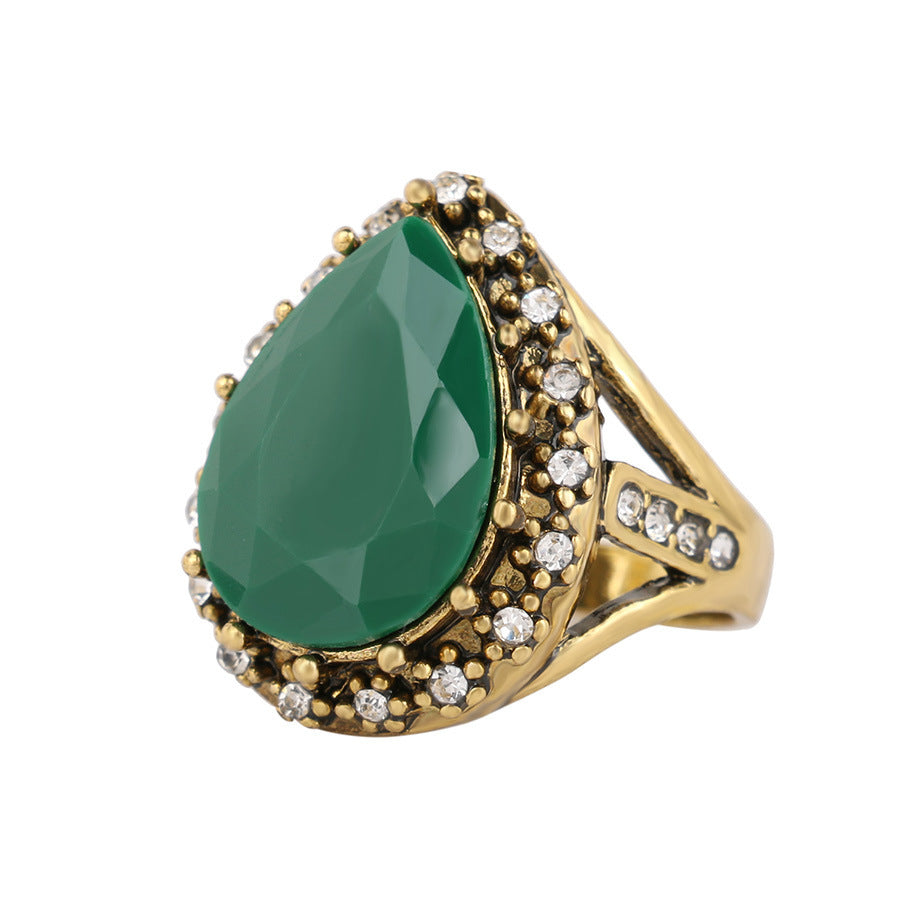 Drop-shaped Luxury Gemstone Retro Trendy Lady Ring