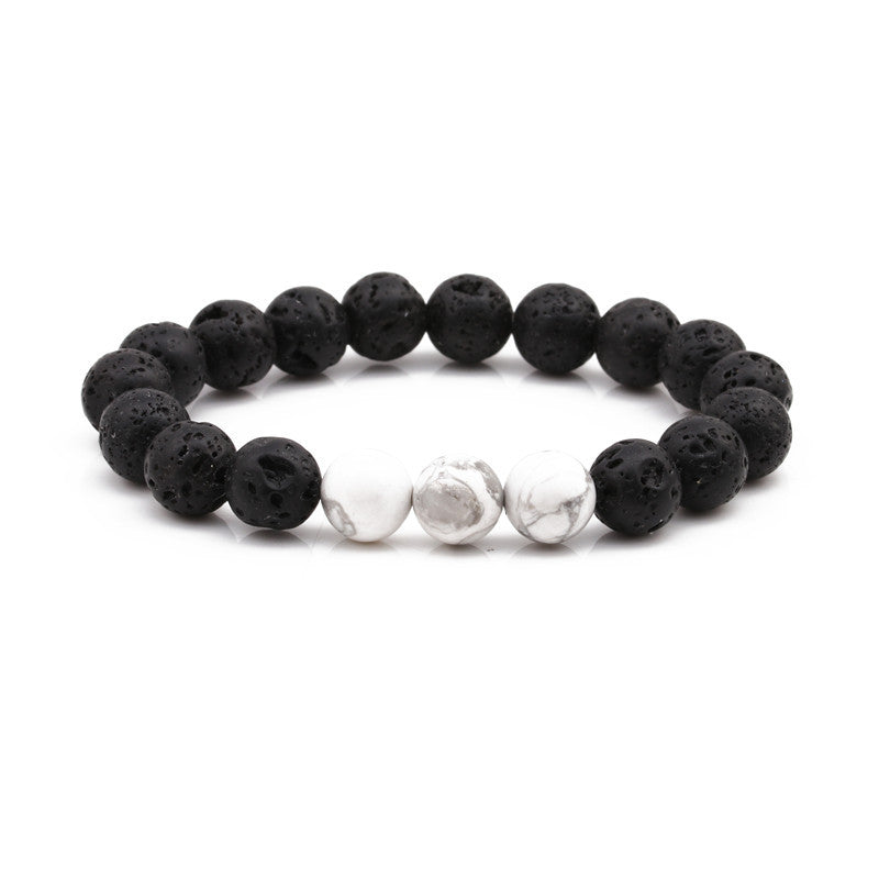 Volcanic Rock White Turquoise Beaded Tiger Bracelet