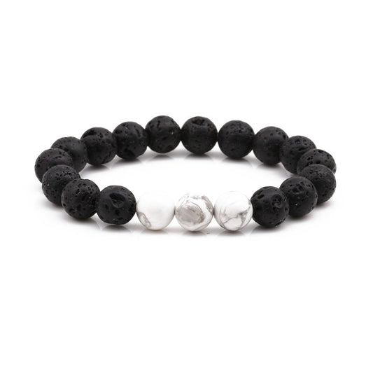 Volcanic Rock White Turquoise Beaded Tiger Bracelet