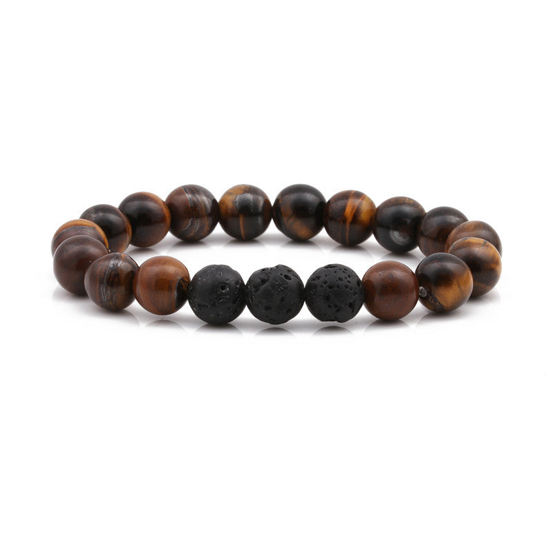 Volcanic Rock White Turquoise Beaded Tiger Bracelet