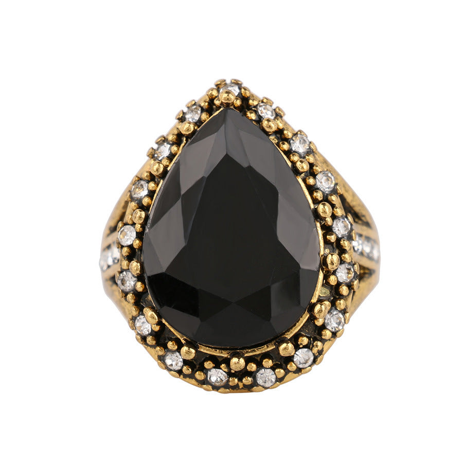 Drop-shaped Luxury Gemstone Retro Trendy Lady Ring