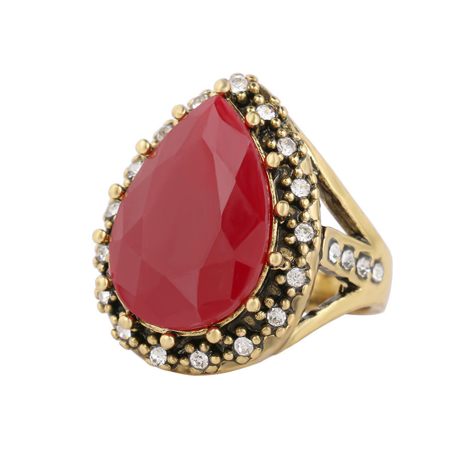 Drop-shaped Luxury Gemstone Retro Trendy Lady Ring