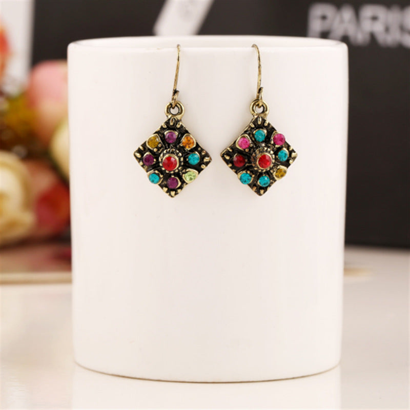 Women's Retro Fashion Bohemian Colorful Crystals For Ear Hook