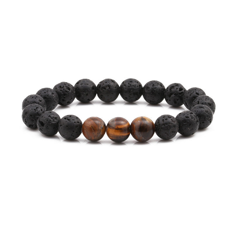 Volcanic Rock White Turquoise Beaded Tiger Bracelet