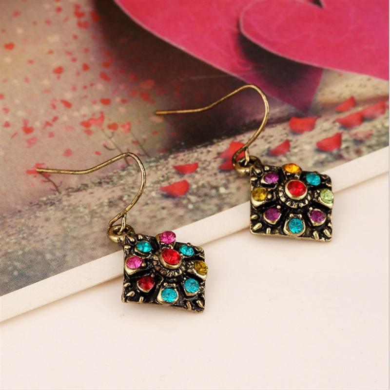 Women's Retro Fashion Bohemian Colorful Crystals For Ear Hook