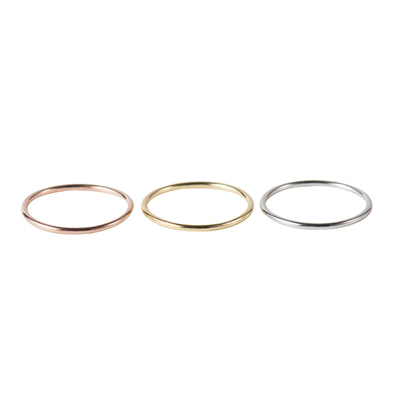 Women's Sier Simple Glossy Lines Minimalist Thin Rings