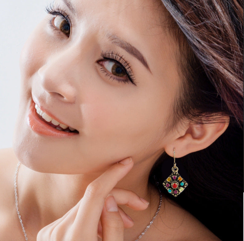 Women's Retro Fashion Bohemian Colorful Crystals For Ear Hook