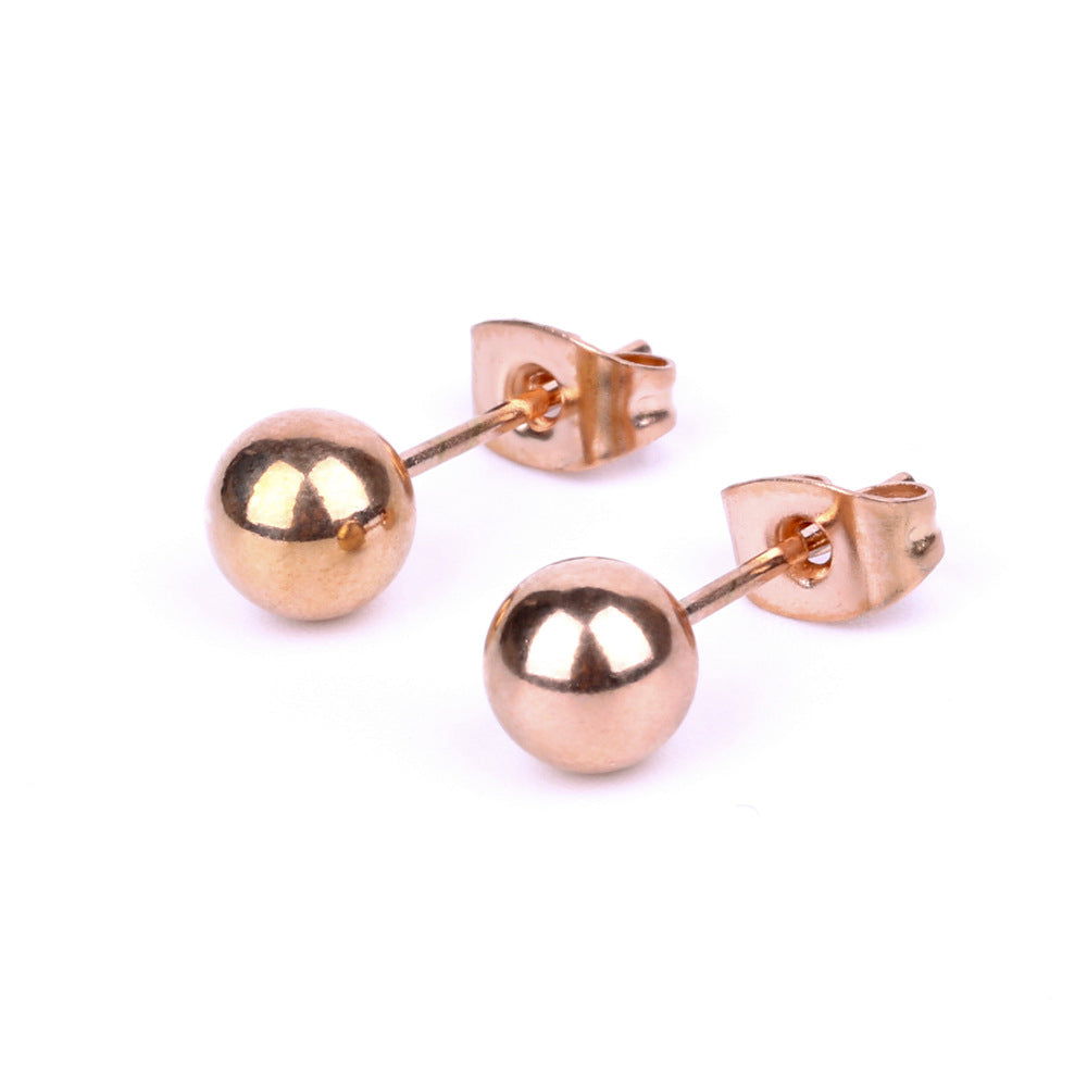 Stainless Steel Titanium Ball Thin Needle Ear Stud Earrings