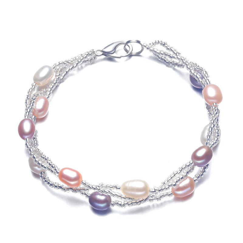 Women's Pearl Ornament M-shaped Woven Jewelry Stall Bracelets