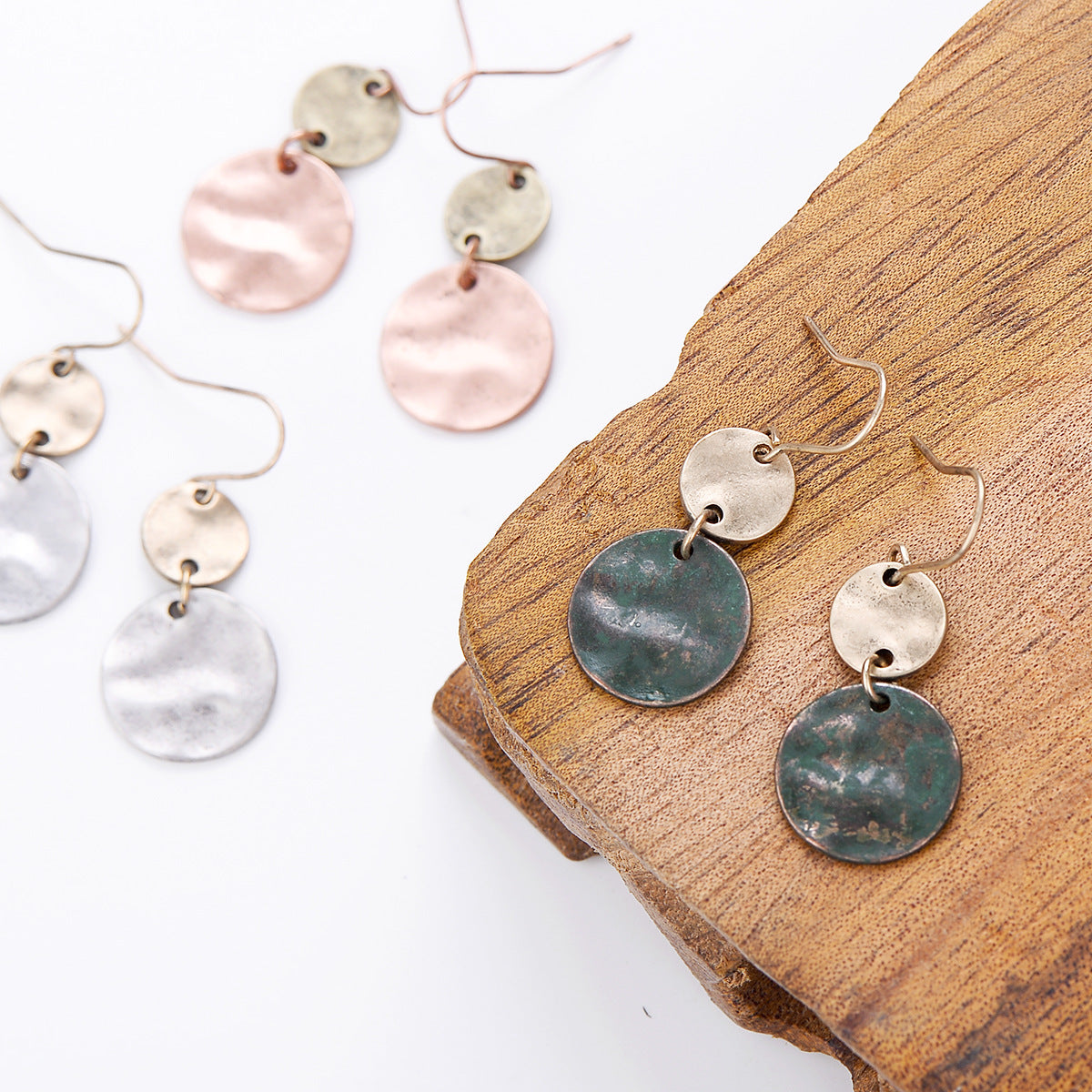 Retro Fashion Large Small Stitching Two-color Earrings