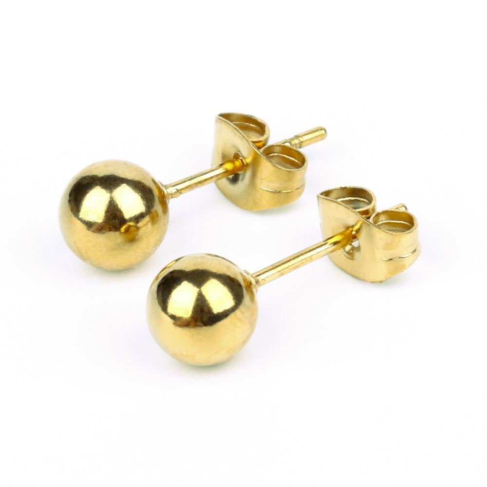 Stainless Steel Titanium Ball Thin Needle Ear Stud Earrings