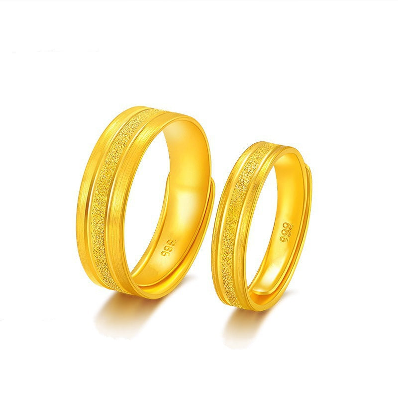 Women's & Men's Gold Plated Couple Open Mouth Wedding Ring