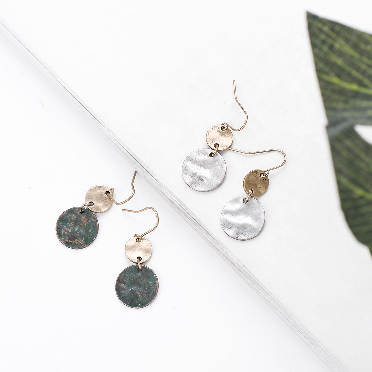 Retro Fashion Large Small Stitching Two-color Earrings