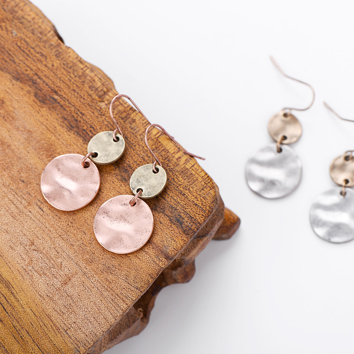 Retro Fashion Large Small Stitching Two-color Earrings