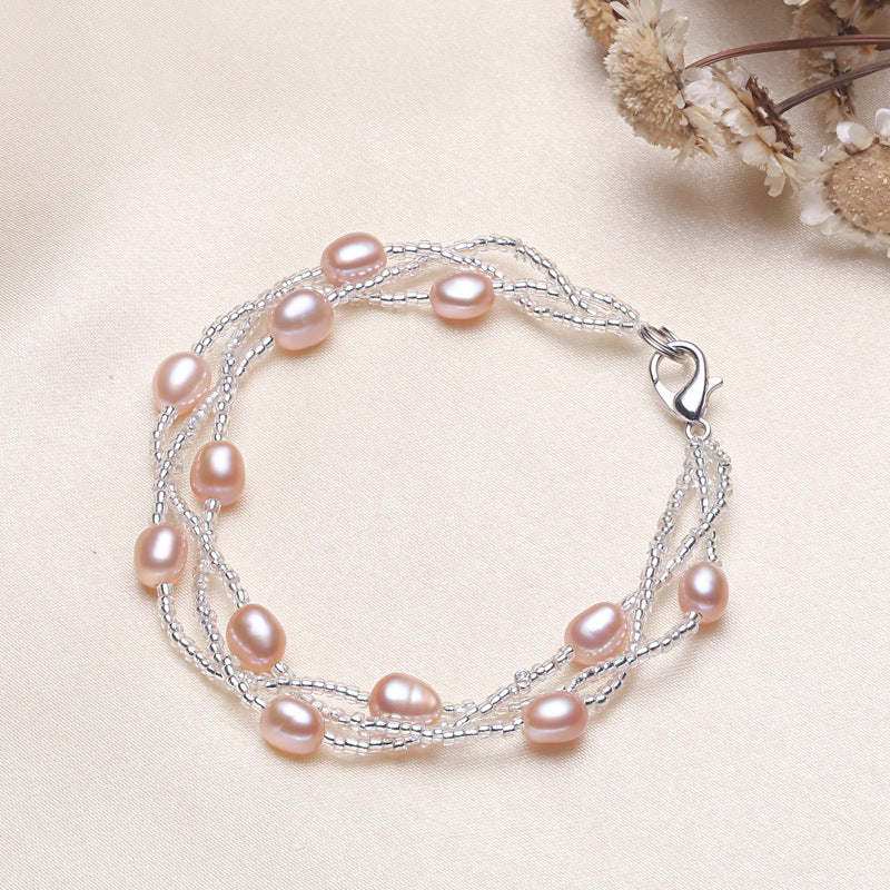 Women's Pearl Ornament M-shaped Woven Jewelry Stall Bracelets