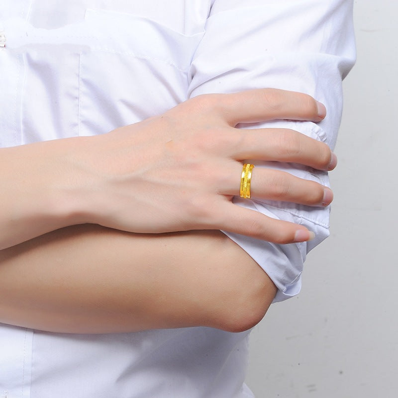 Women's & Men's Gold Plated Couple Open Mouth Wedding Ring