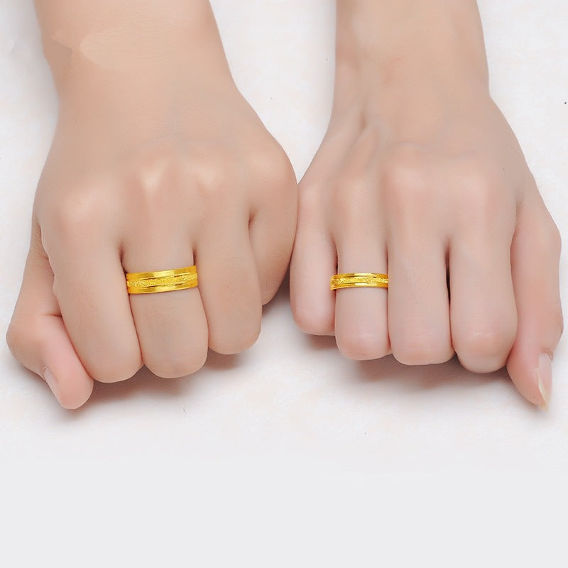 Women's & Men's Gold Plated Couple Open Mouth Wedding Ring