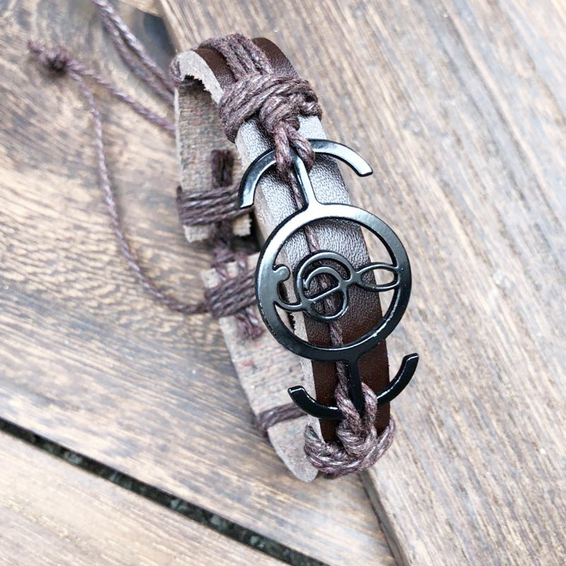 Women's & Men's Musical Note Braided Leather Rock Style Imitation Bracelet