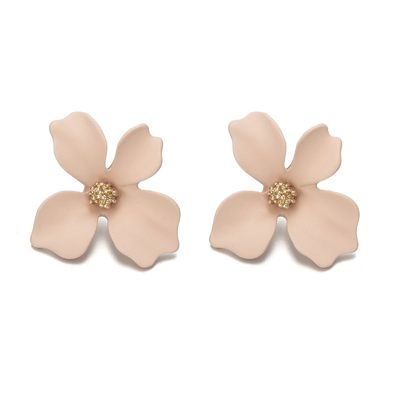 Petal Fresh Temperament Colors Flower Alloy Spray Earrings