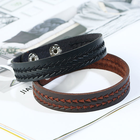 Leather Computer Embroidered Male Female Simple Bracelets