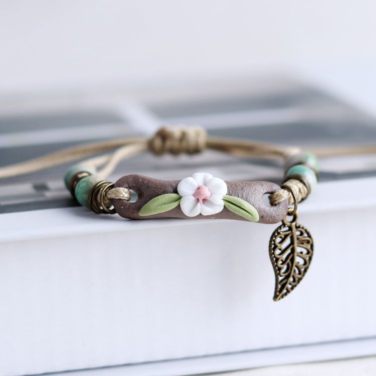 Handmade Pinch Ceramic Woven Mori Style Small Fresh Adjustable Vintage Pendants