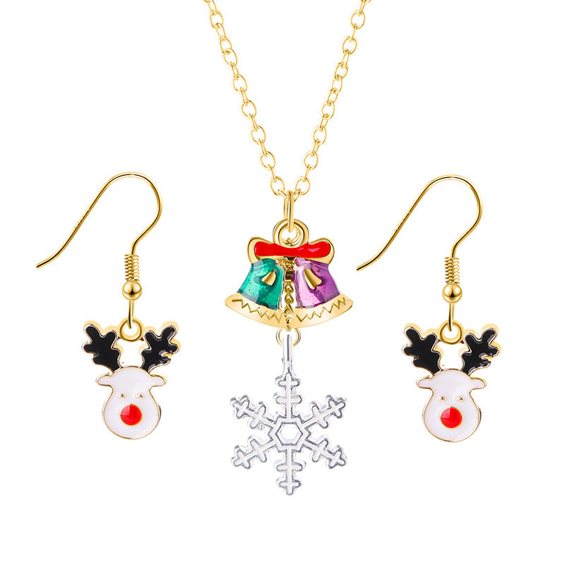 Christmas Series Dripping Bell Snowman Santa Necklaces