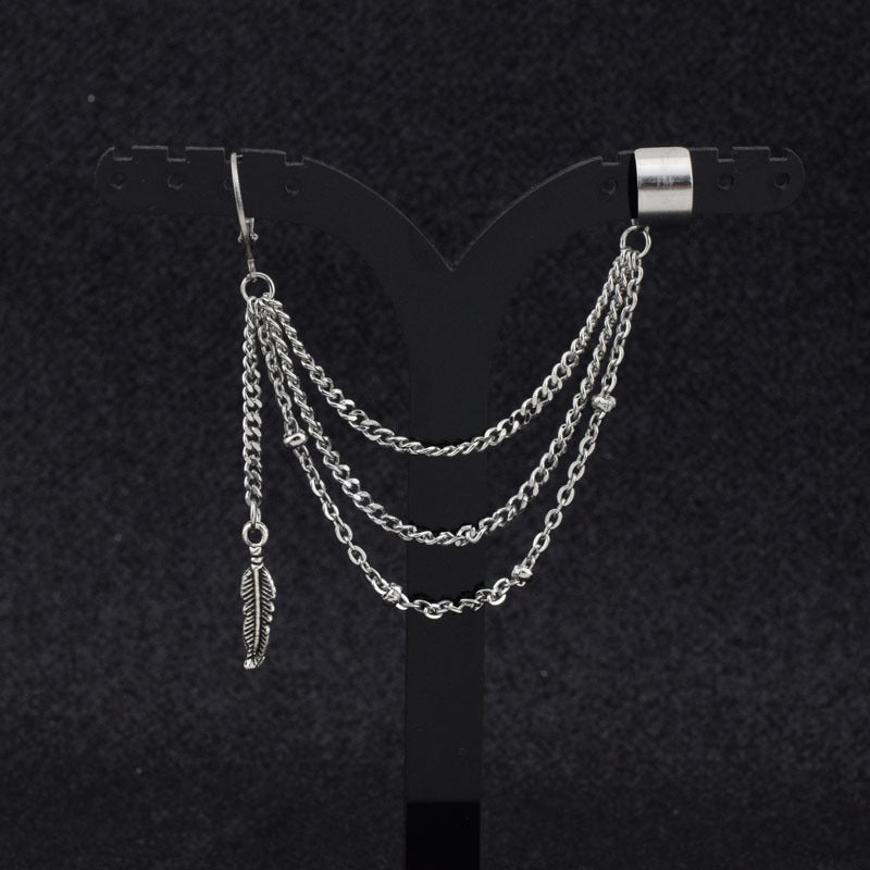 Women's & Men's Little Enjoy Ear Chain Feather Leaf Earrings