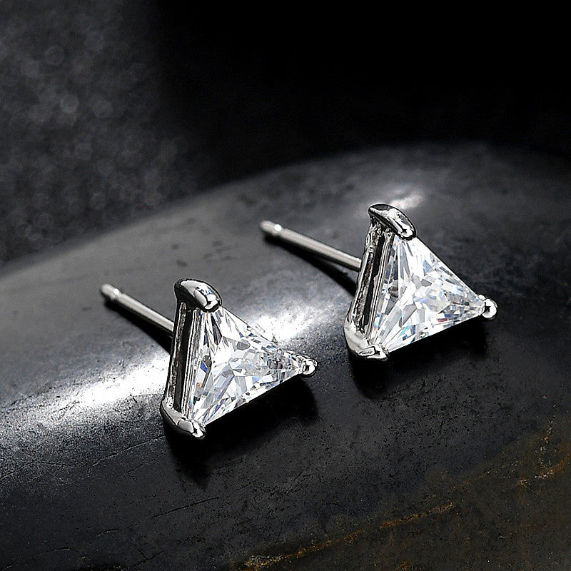 Week Simple Unisex Round Square Heart Triangle Five-star Rectangular Water Stud Earrings