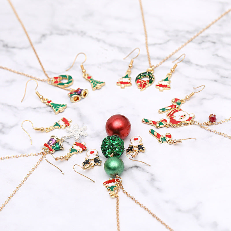 Christmas Series Dripping Bell Snowman Santa Necklaces