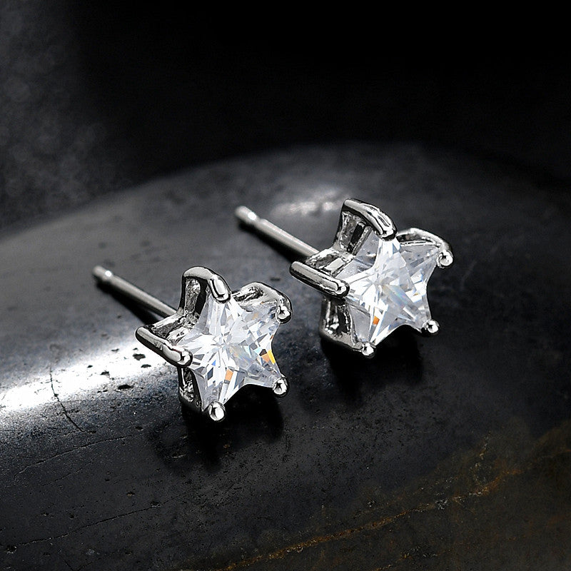 Week Simple Unisex Round Square Heart Triangle Five-star Rectangular Water Stud Earrings