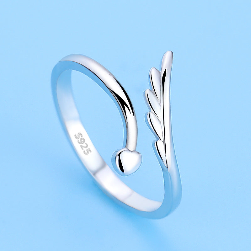 Ladies Korean Style Angel Wings Heart-shaped Ring