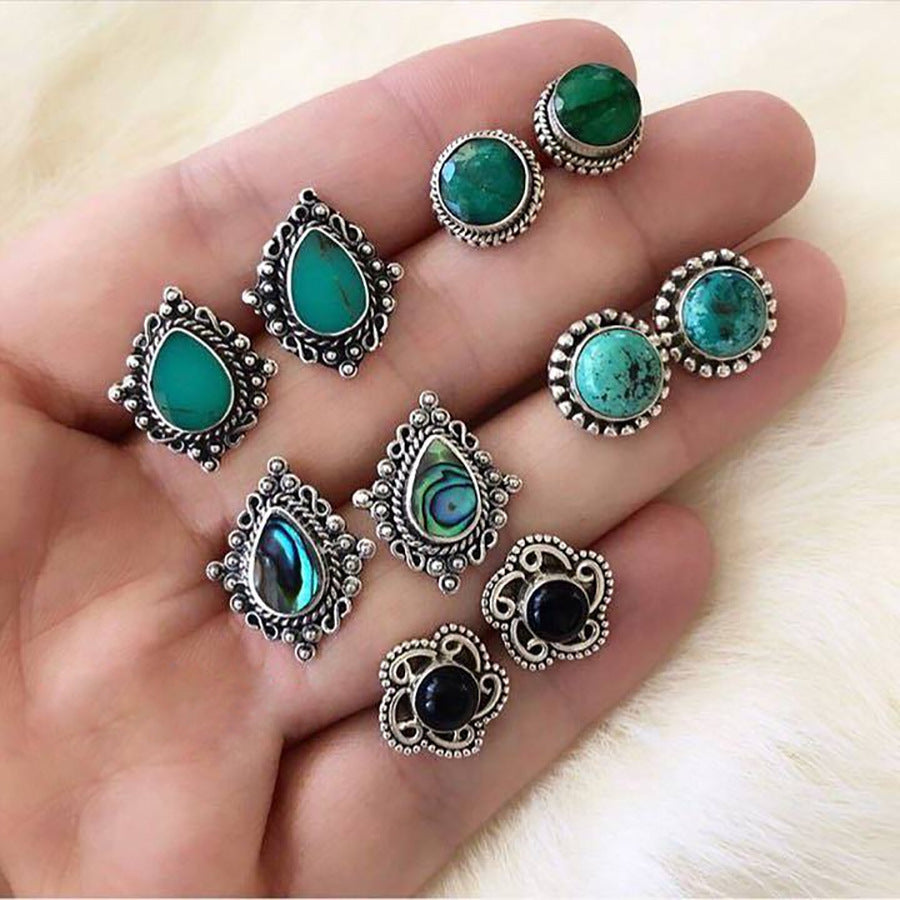 Trend Pairs Dazzling Turquoise Gem Boho Stud Earrings