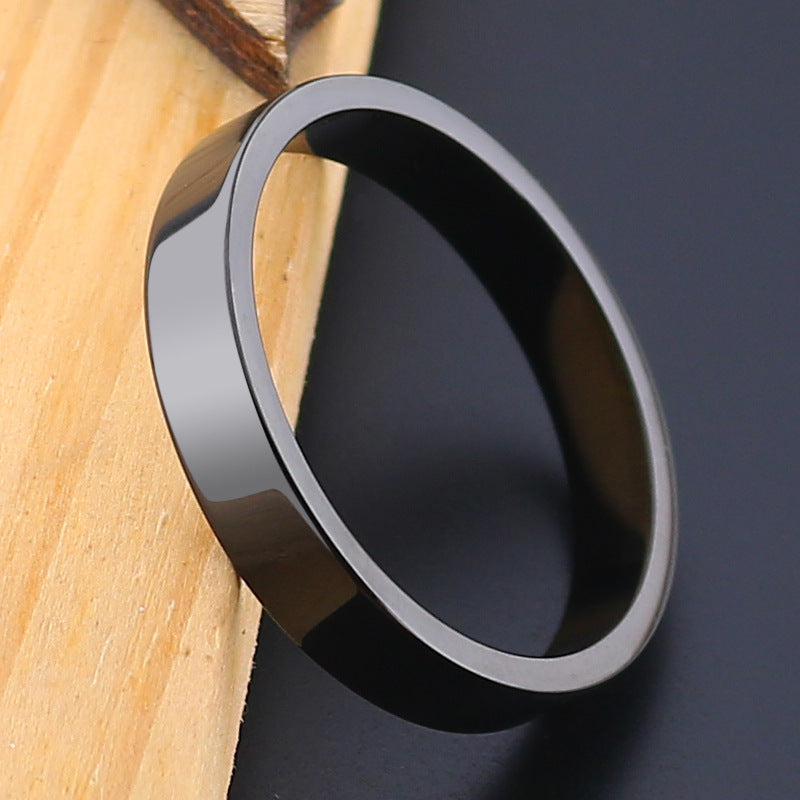 Fashion Simple Titanium Steel Glossy Stainless Flat Tail Ring