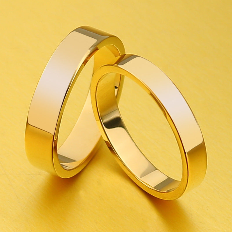 Fashion Simple Titanium Steel Glossy Stainless Flat Tail Ring