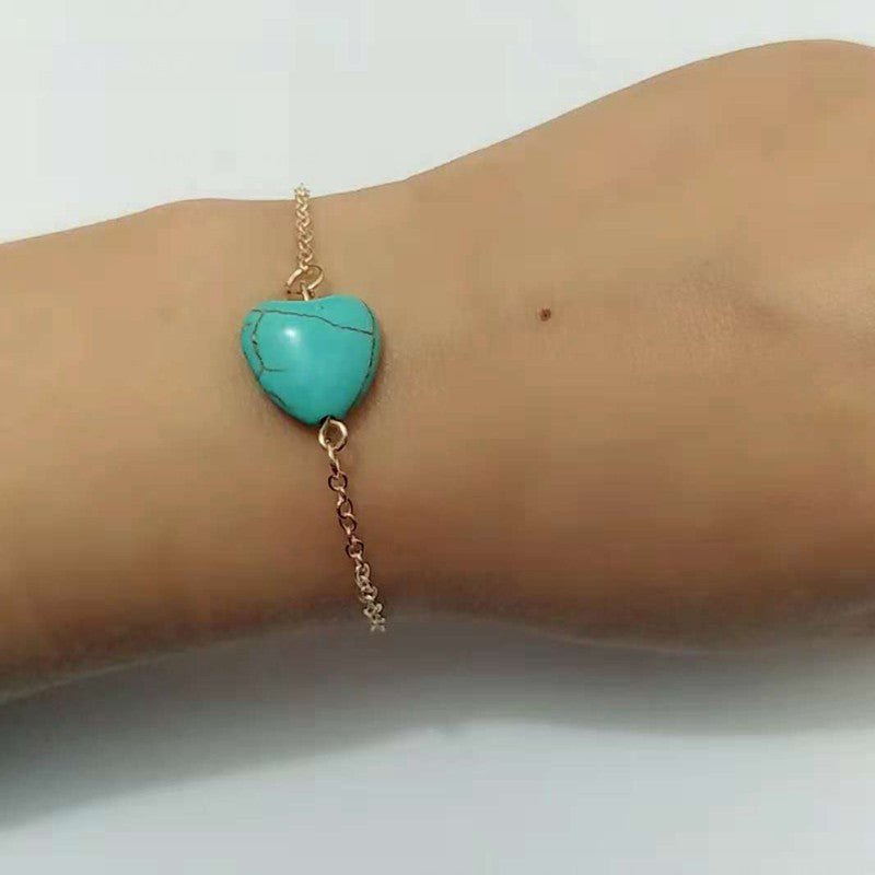 Women's Peach Heart Water Drop Turquoise Simple Casual Bracelet