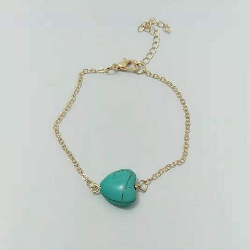 Women's Peach Heart Water Drop Turquoise Simple Casual Bracelet