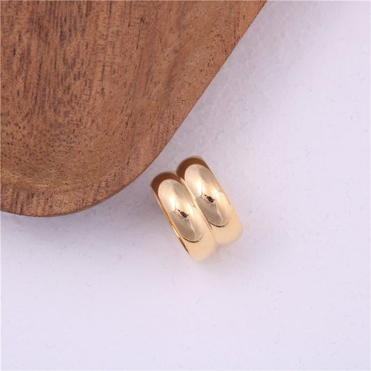Classy Wide-brimmed Texture Metal Simple Shank Rings