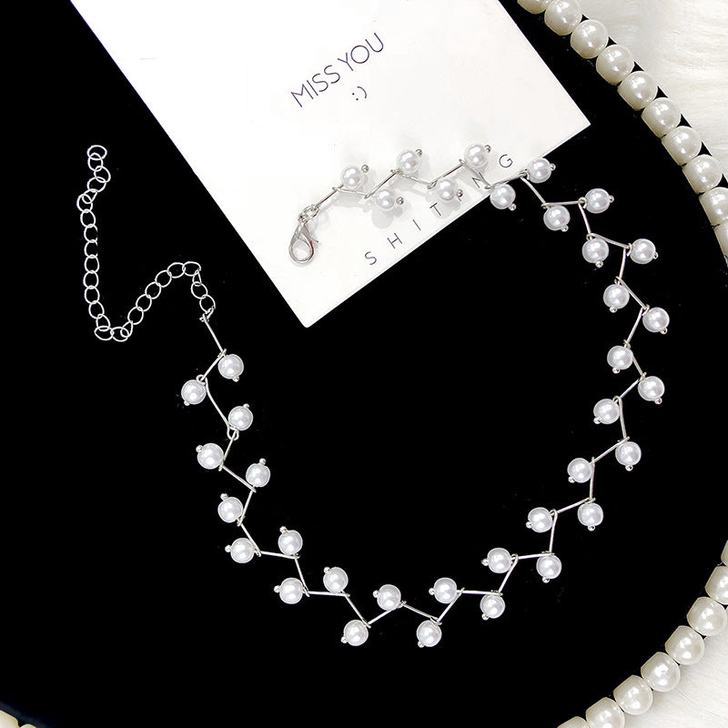 Clavicle Chain Neck Gold Handmade Pearl Beautiful Korean Bride Necklaces