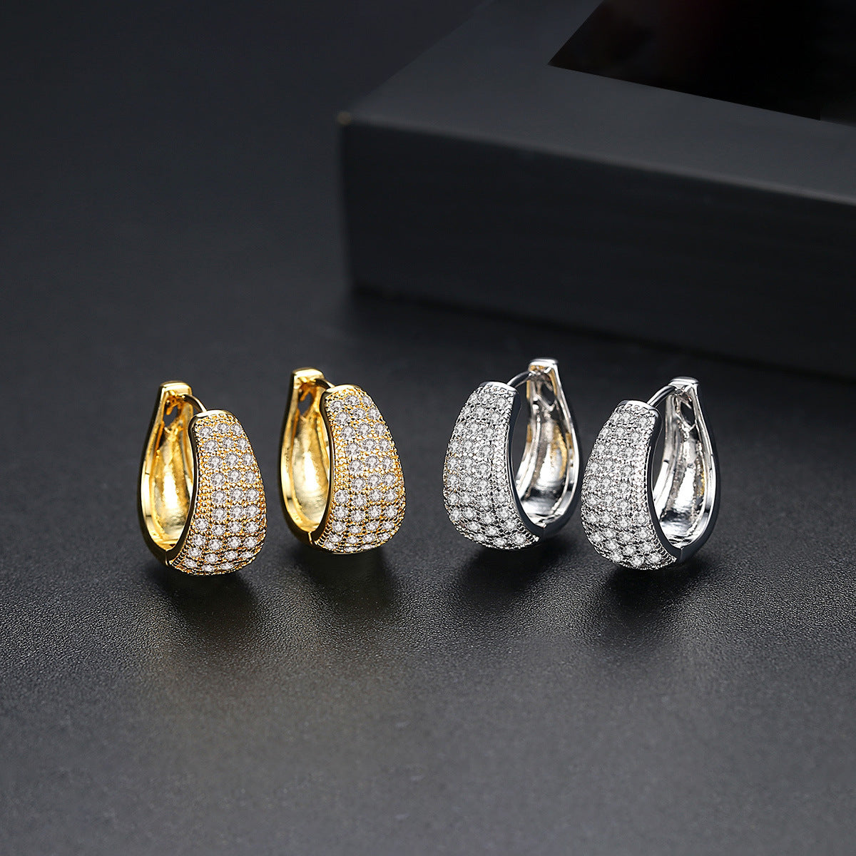 Zircon Ear Clip Copper Crystal Female Stylish Personalized Earrings