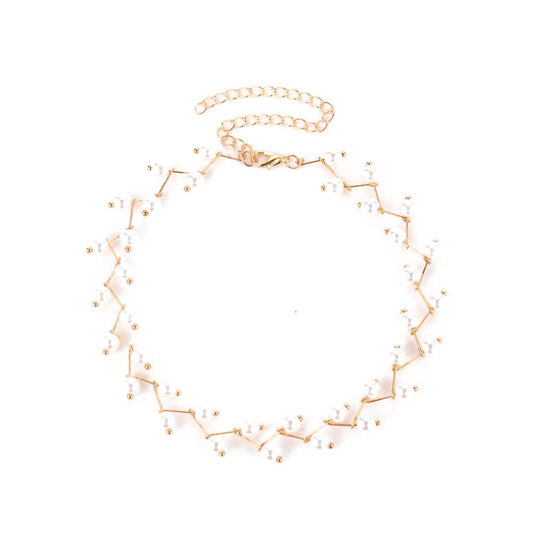 Clavicle Chain Neck Gold Handmade Pearl Beautiful Korean Bride Necklaces
