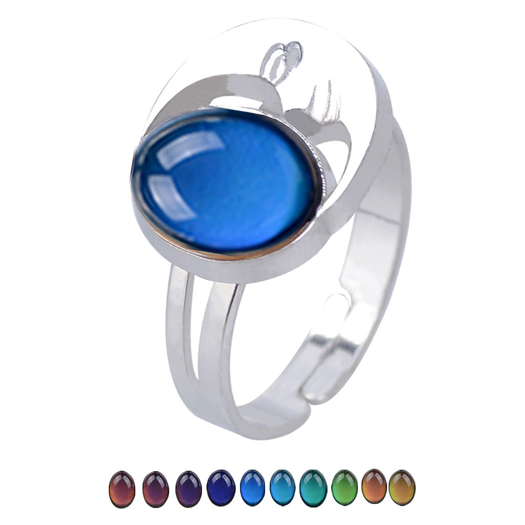 Women's Retro Court Gem Adjustable Opening Rings