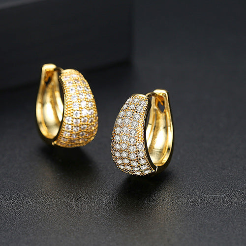 Zircon Ear Clip Copper Crystal Female Stylish Personalized Earrings