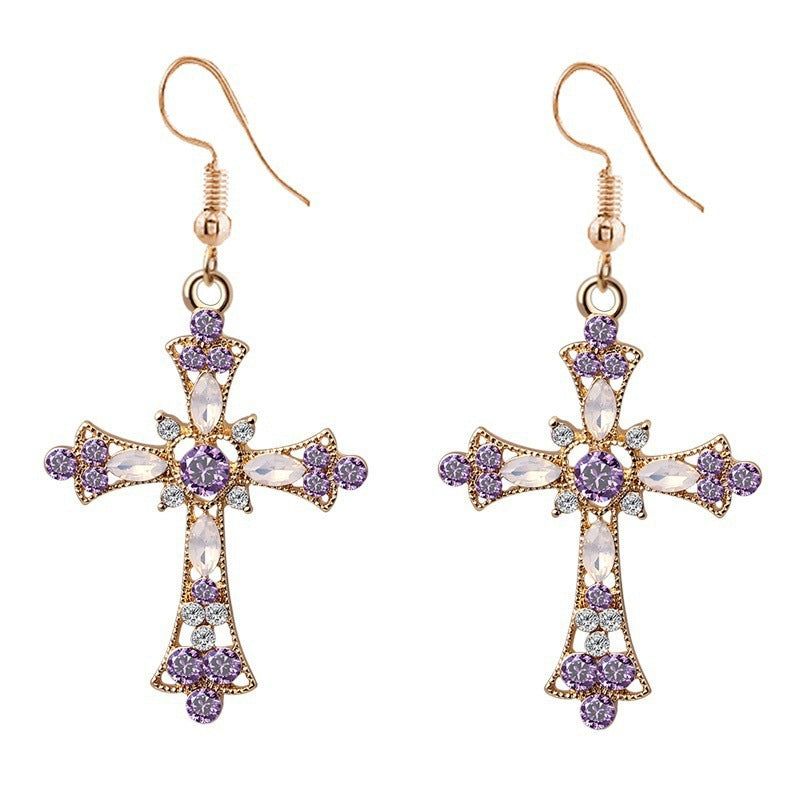 Fashion Suit Cross Eardrops Hollow Christmas Jewelry Set